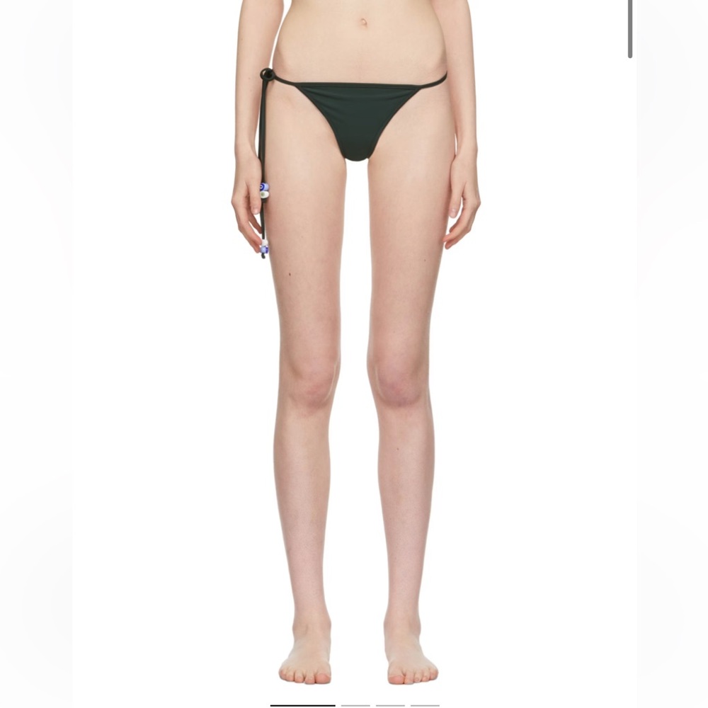 NWT softandwet dark green beaded thong bikini